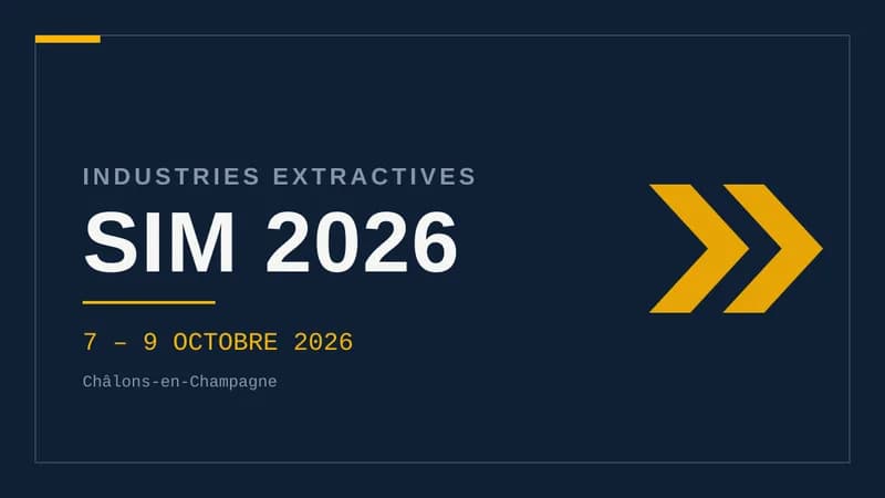 Visuel typographique sur fond bleu nuit affichant « SIM 2026 » en grand, avec les dates du 7 au 9 octobre 2026 et la mention Châlons-en-Champagne, orné de chevrons.